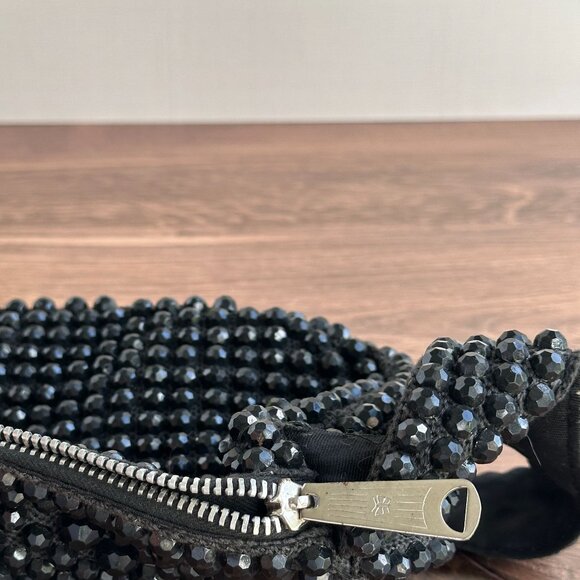 Vintage 1940s Beaded Roger Van S Black Handbag Purse With Shoulder Strap - Picture 7 of 12